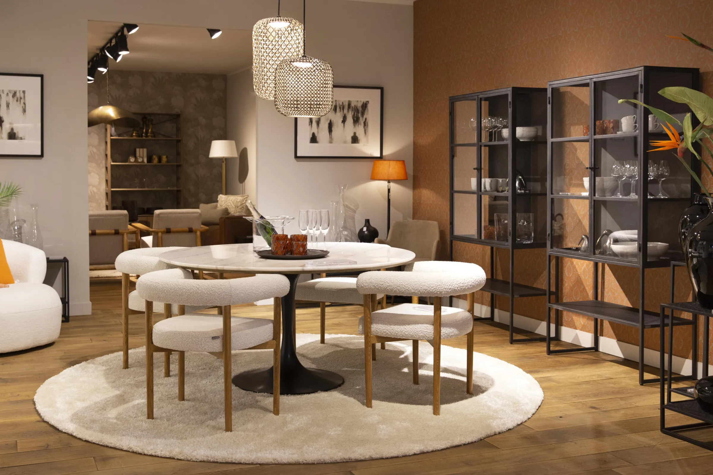 Flamant Aboah, Eettafel, Rond, Wit Marmer, 145 Cm^ Eettafels