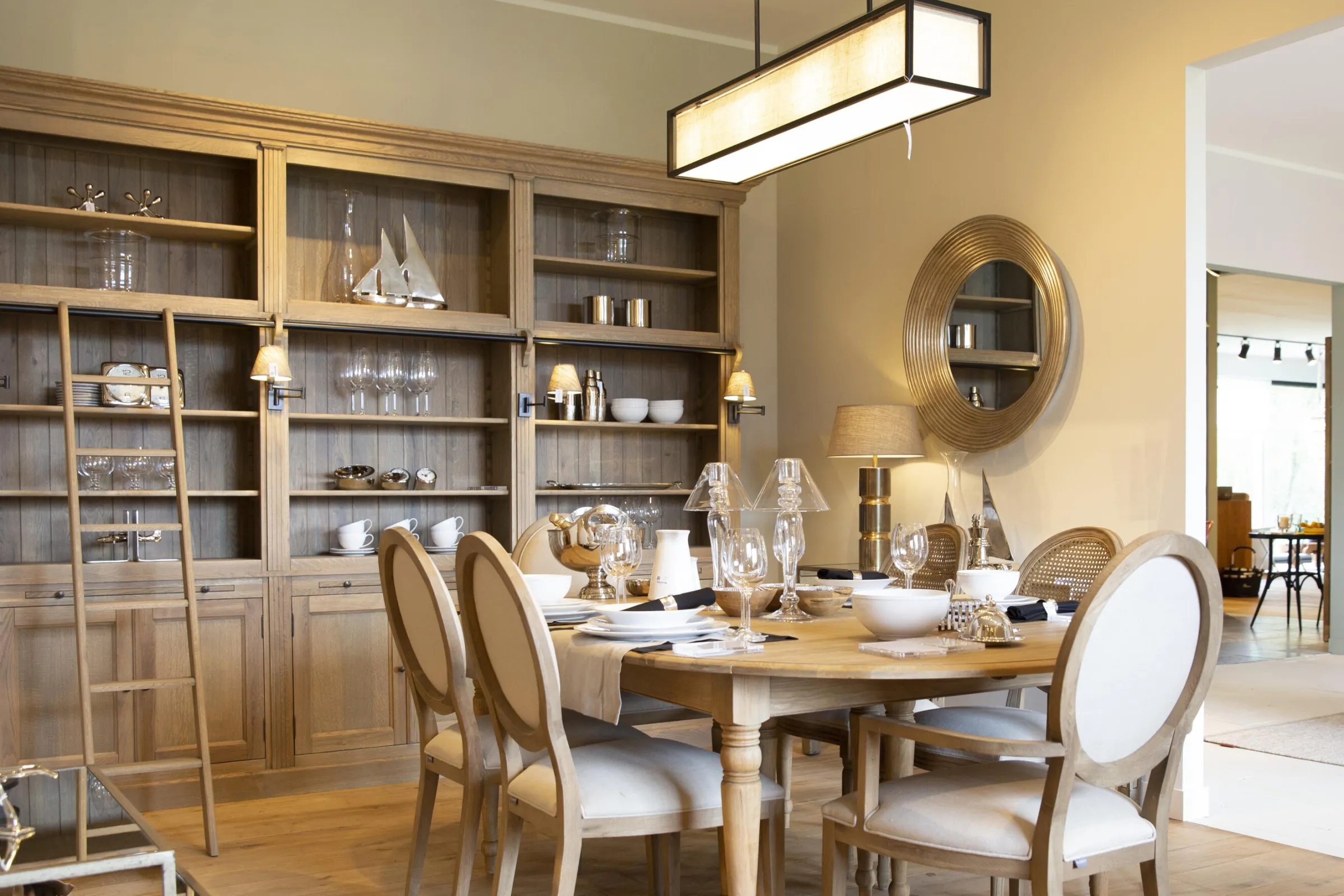 Flamant Balmore, Boekenkast, Verweerd Eiken, 3-Delig, Met Ladder^ Kasten