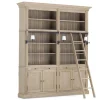 Flamant Balmore, Boekenkast, Verweerd Eiken, 2-Delig, Met Ladder^ Kasten