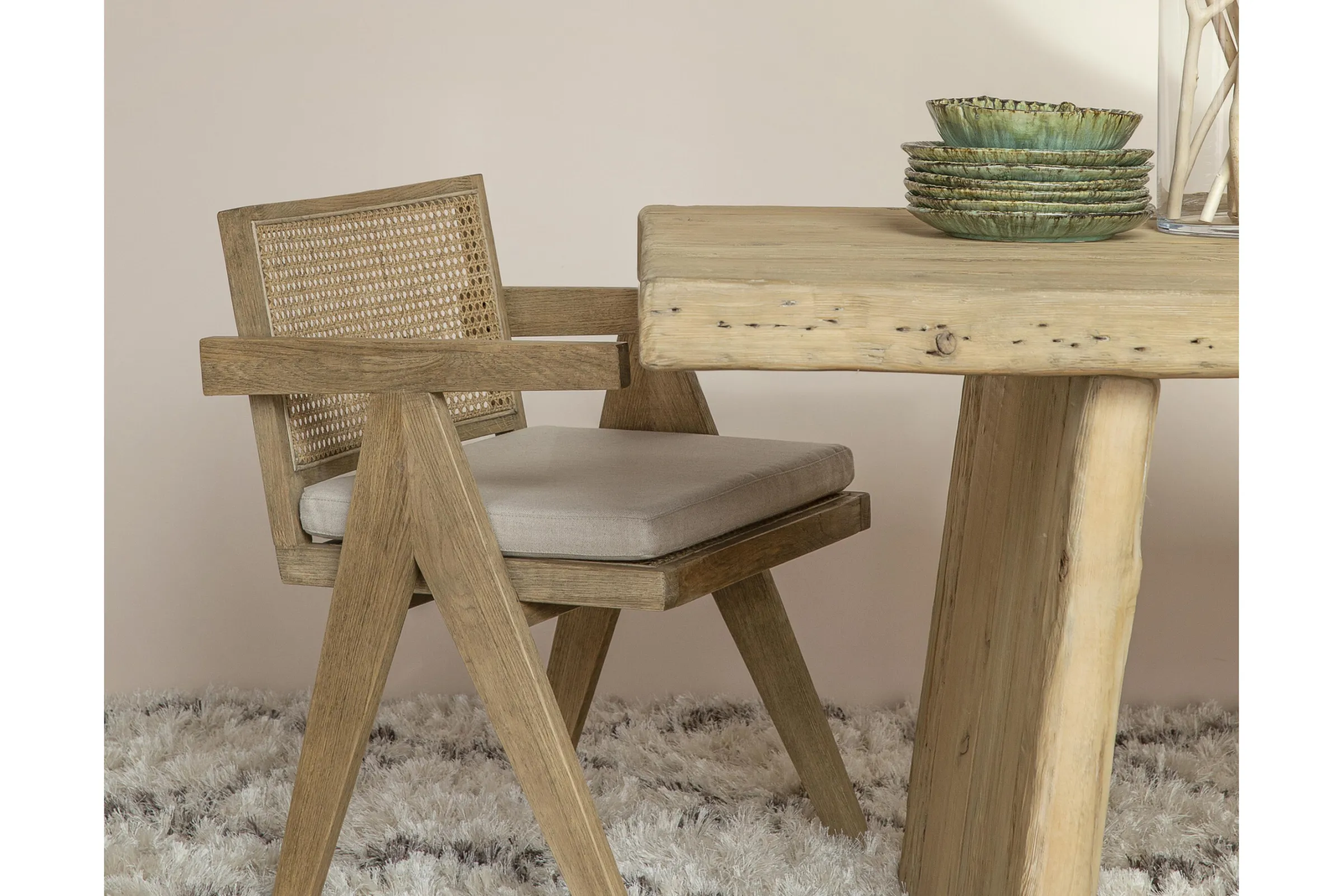 Flamant Bruno, Fauteuil, Eiken, Riet, Met Kussen^ Stoelen