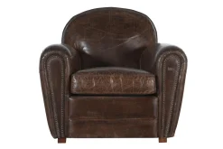 Flamant Burnham, Club Fauteuil, Donkerbruin, Leer^ Banken