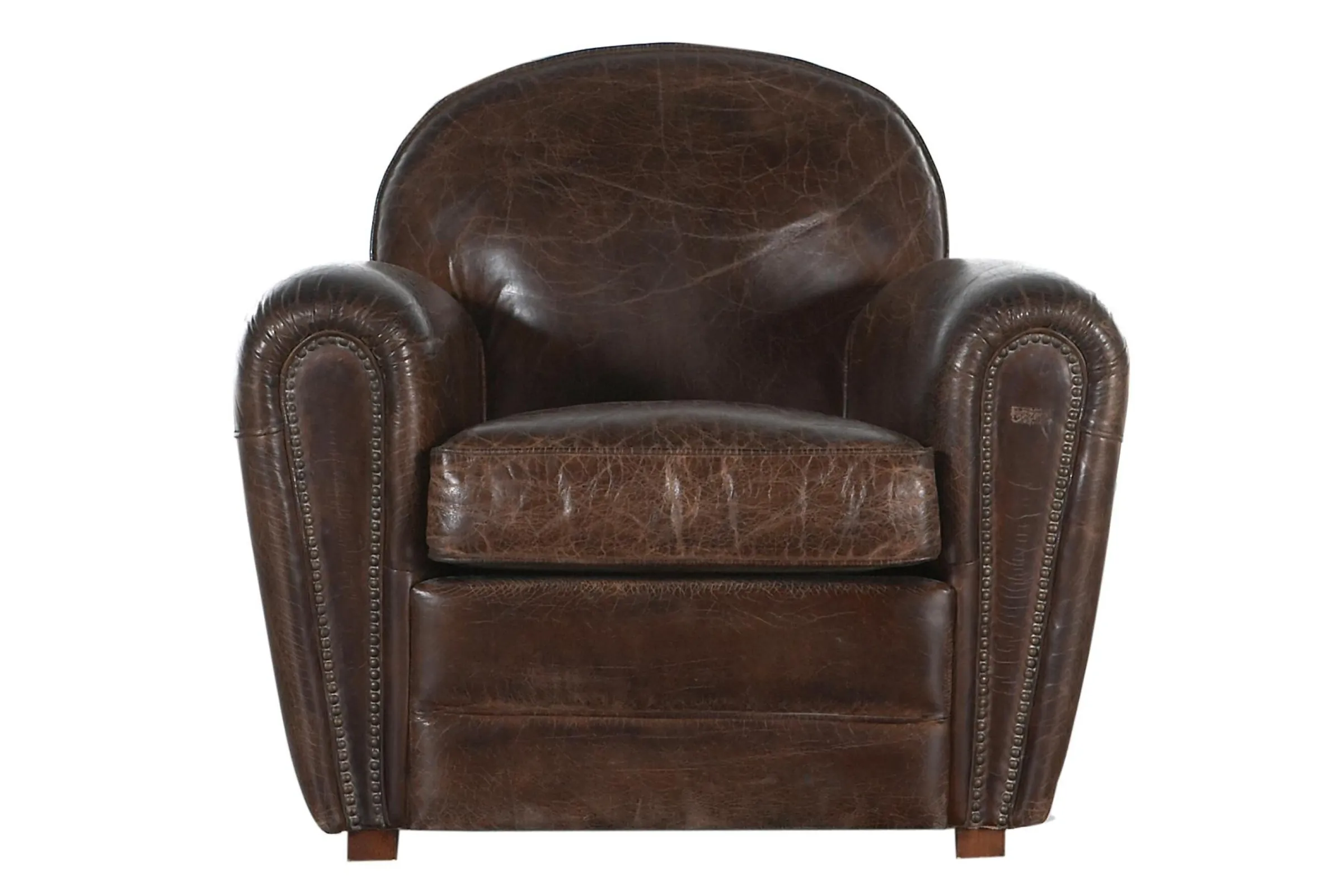 Flamant Burnham, Club Fauteuil, Donkerbruin, Leer^ Banken