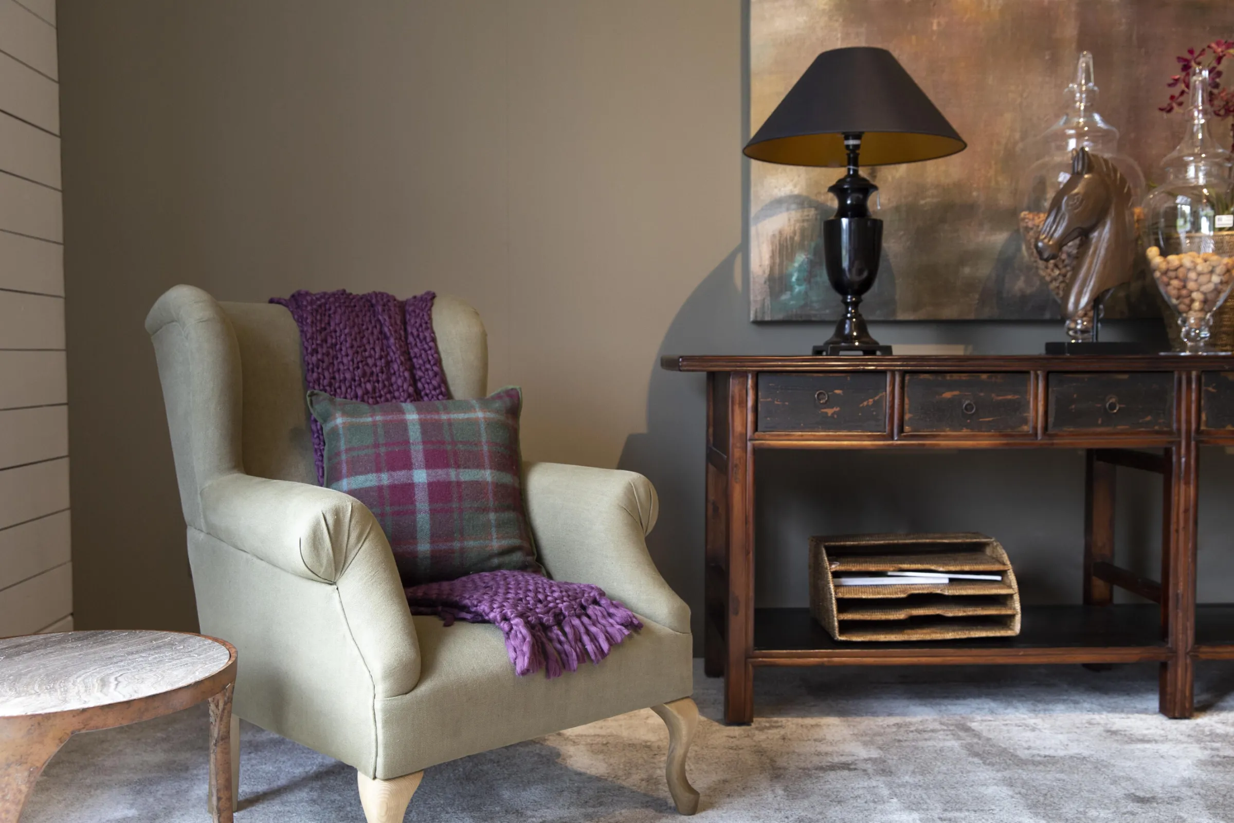 Flamant Einstein, Geruit, Paars^ Huishoudelijke Textiel