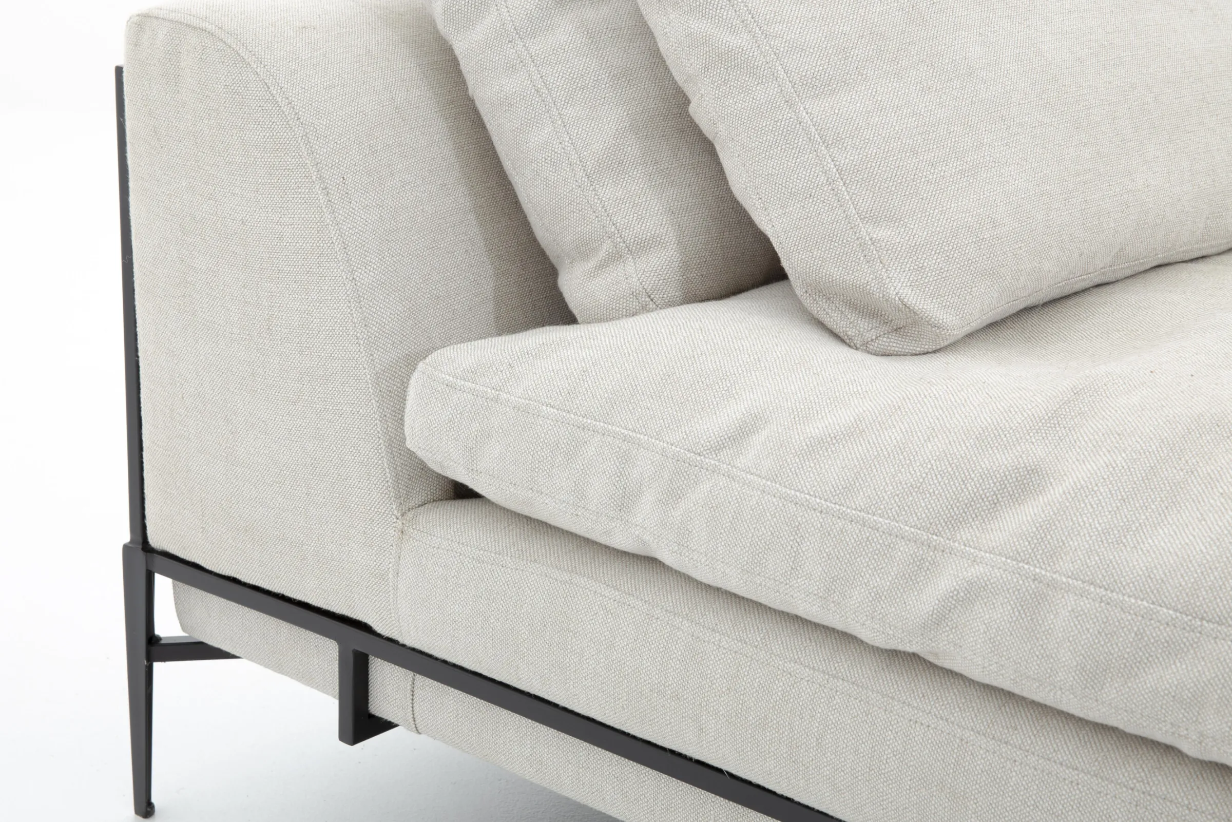 Flamant Floria, Fauteuil, Natuurlijk Linnen En Zwart Metaal^ Banken