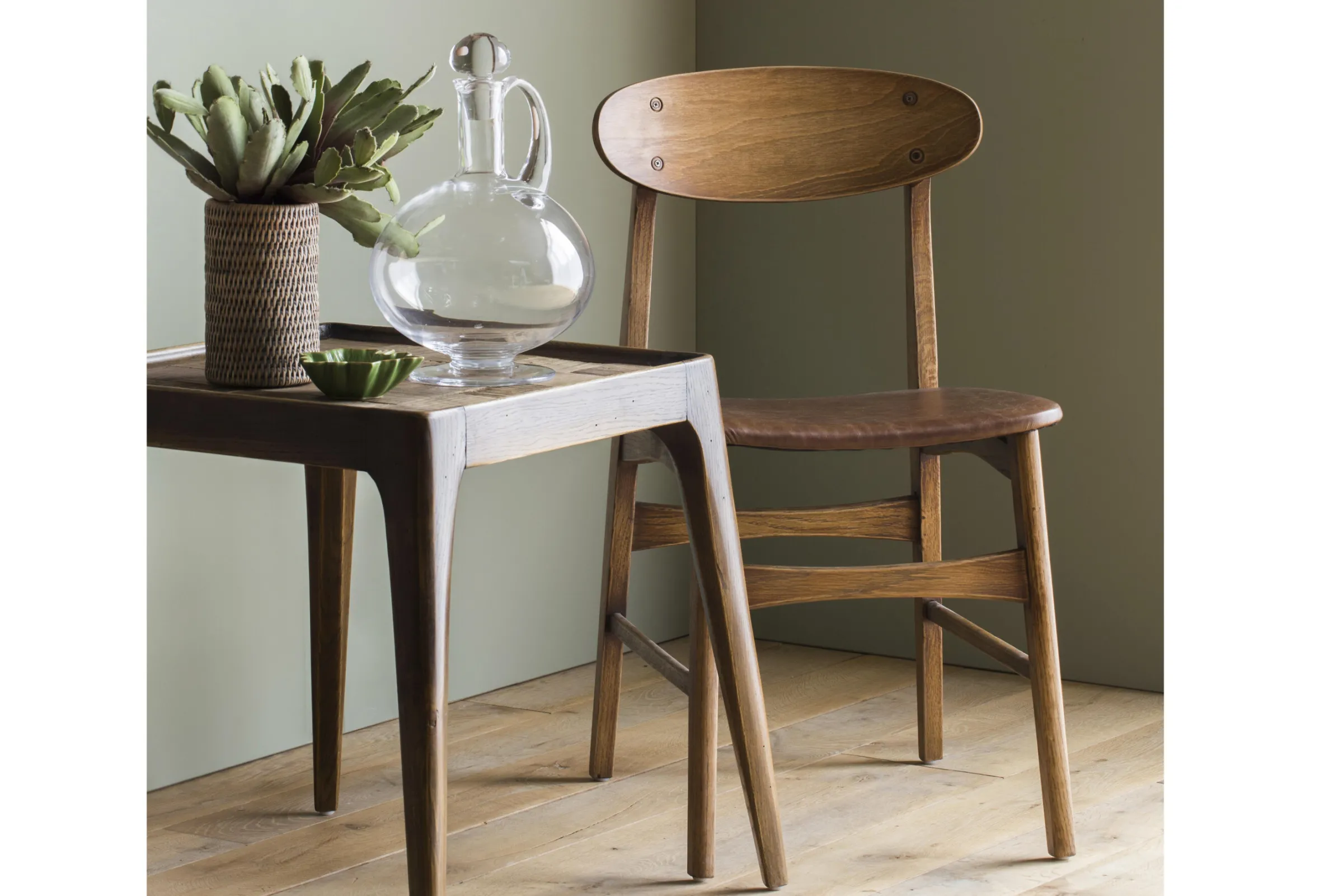 Flamant Joel, Stoel, Eiken En Leren Zitting^ Stoelen