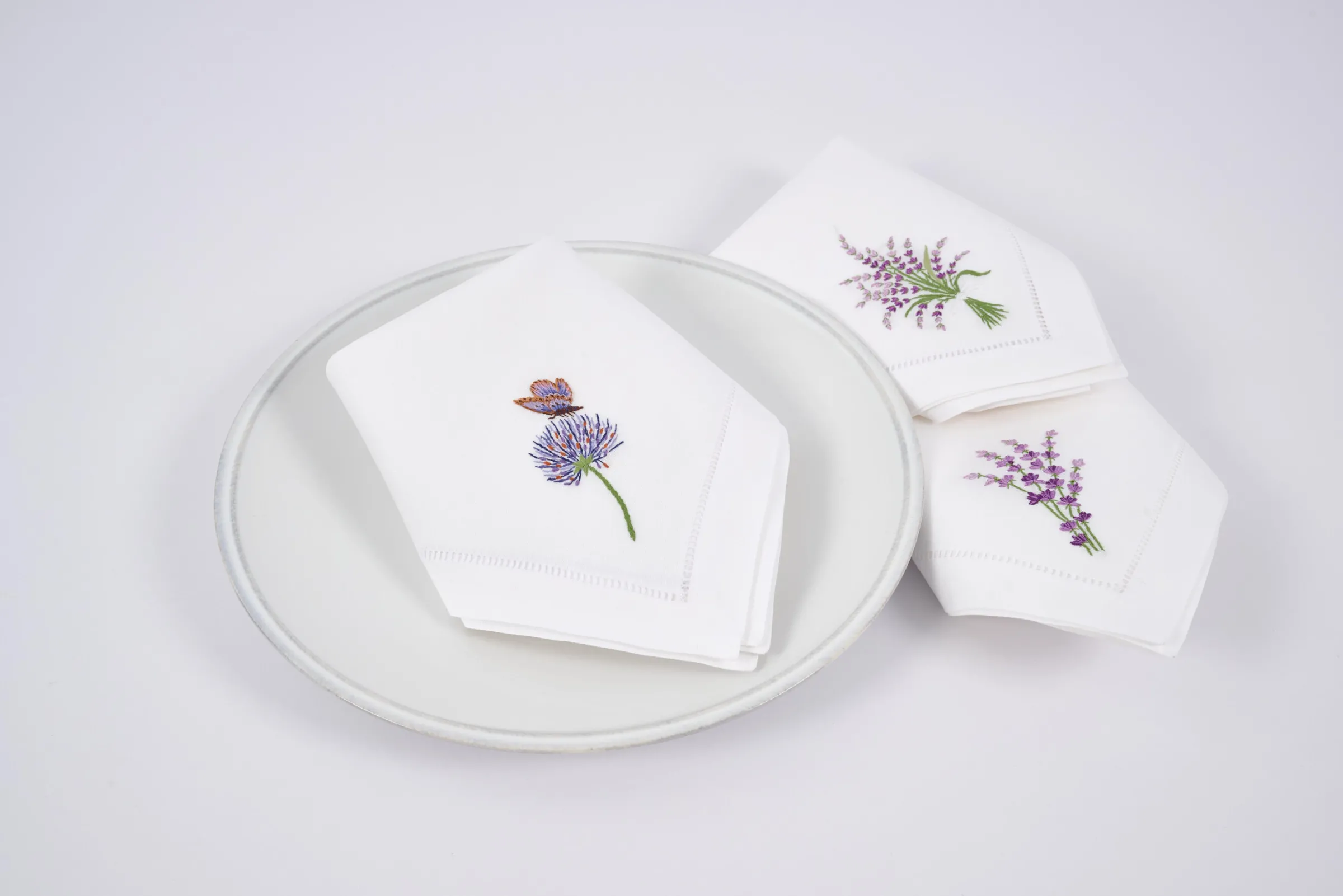 Flamant Lavendel, Servet, Borduurwerk, Set Van 6^ Eetkamer- En Keukentextiel