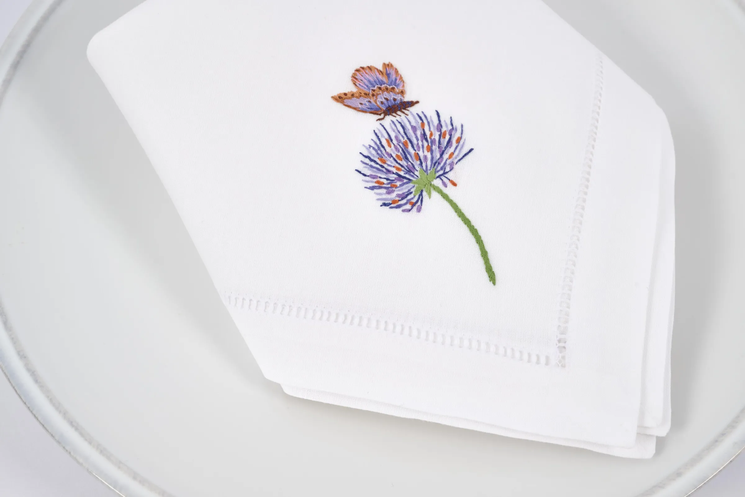 Flamant Lavendel, Servet, Borduurwerk, Set Van 6^ Eetkamer- En Keukentextiel