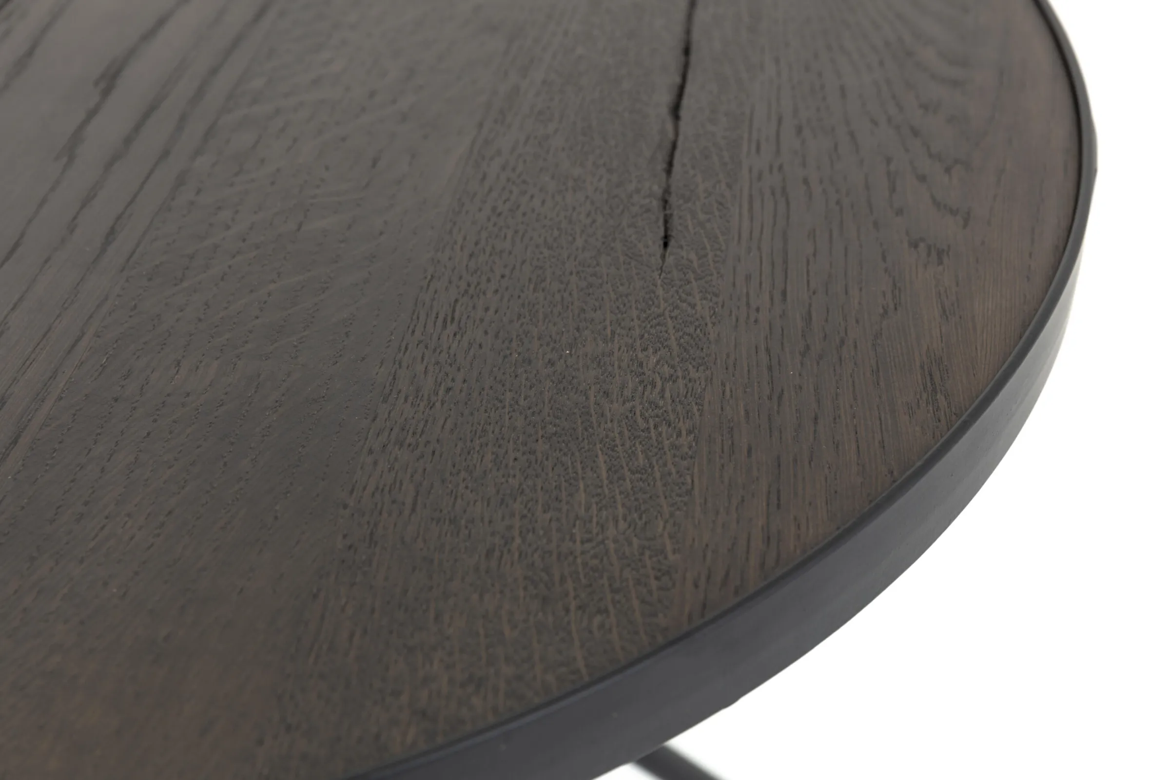 Flamant Madison, Bijzettafel, Eiken En Metaal, Rond, 60 Cm, Donkerbruin^ Koffie Tafels