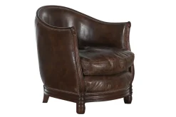 Flamant Melbury, Club Fauteuil, Donkerbruin, Leer^ Banken