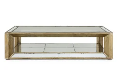 Flamant Mitchell, Salontafel, Rechthoekig, Spiegelglas En Hout, 160X80^ Koffie Tafels