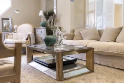 Flamant Mitchell, Salontafel, Rechthoekig, Spiegelglas En Hout, 120X70^ Koffie Tafels