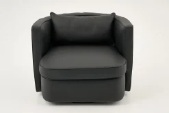 Flamant Nelia, Fauteuil, Leer Zwart, Draaibaar^ Banken