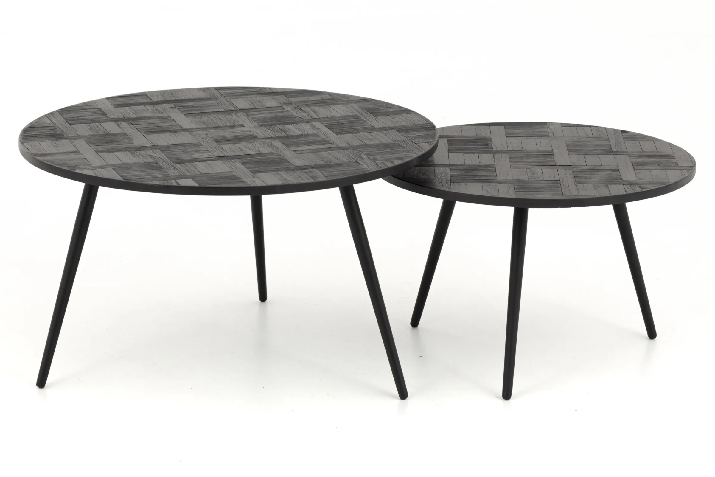 Flamant Robyn, Salontafel, Teruggewonnen Teak, Rond, Set Van 2^ Koffie Tafels