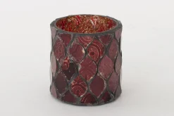 Flamant Tempels, Theelichthouder, Glas, Rood, S^ Decoratie