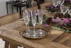 Flamant Togo, Dienblad, Rond, Met Glas, Riet^ Accessoires