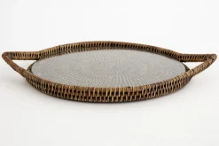 Flamant Togo, Dienblad, Rond, Met Glas, Riet^ Accessoires