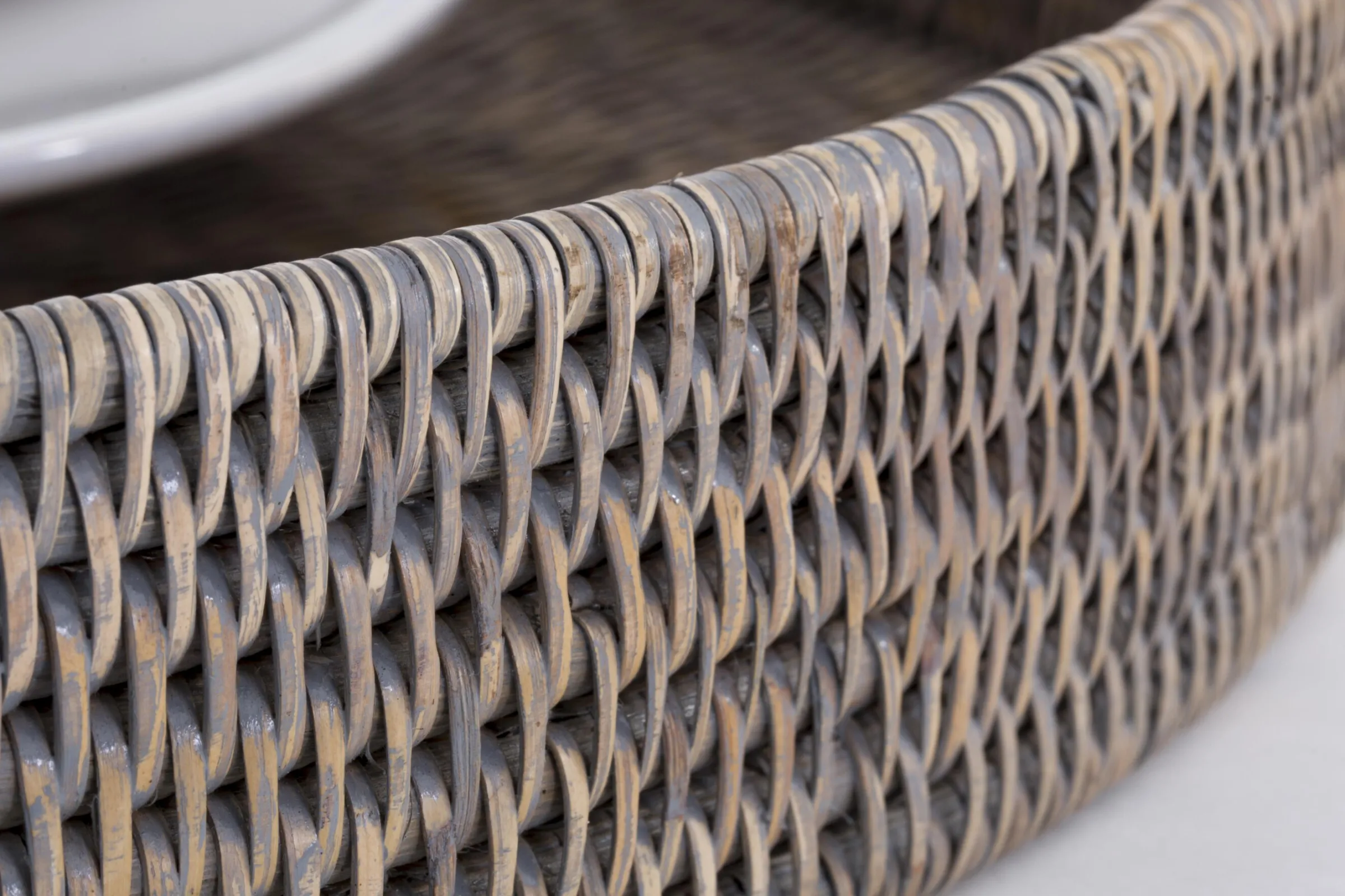 Flamant Togo, Dienblad, Rond, Riet, Grijs, 48Cm^ Accessoires