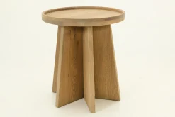 Flamant Zilver, Bijzettafel, Verweerd Eiken, Rond^ Koffie Tafels