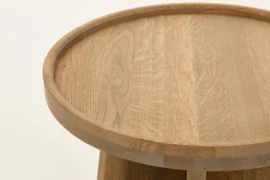 Flamant Zilver, Bijzettafel, Verweerd Eiken, Rond^ Koffie Tafels